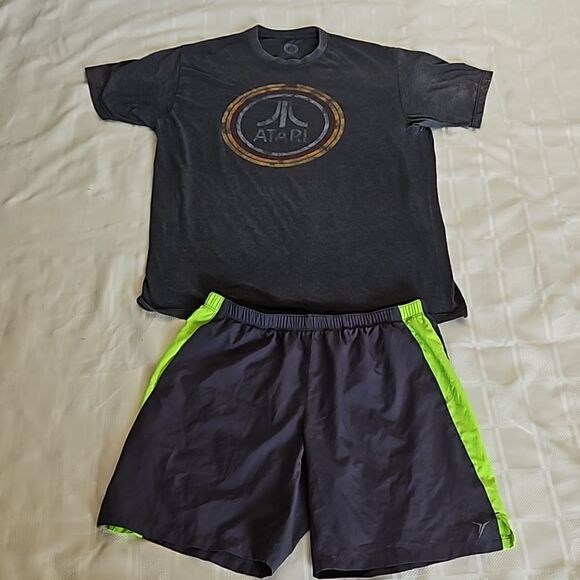 Old Navy Men's Go-Dry Shorts & T-Shirt Gray/Green Medium/XL - Picture 2 of 16